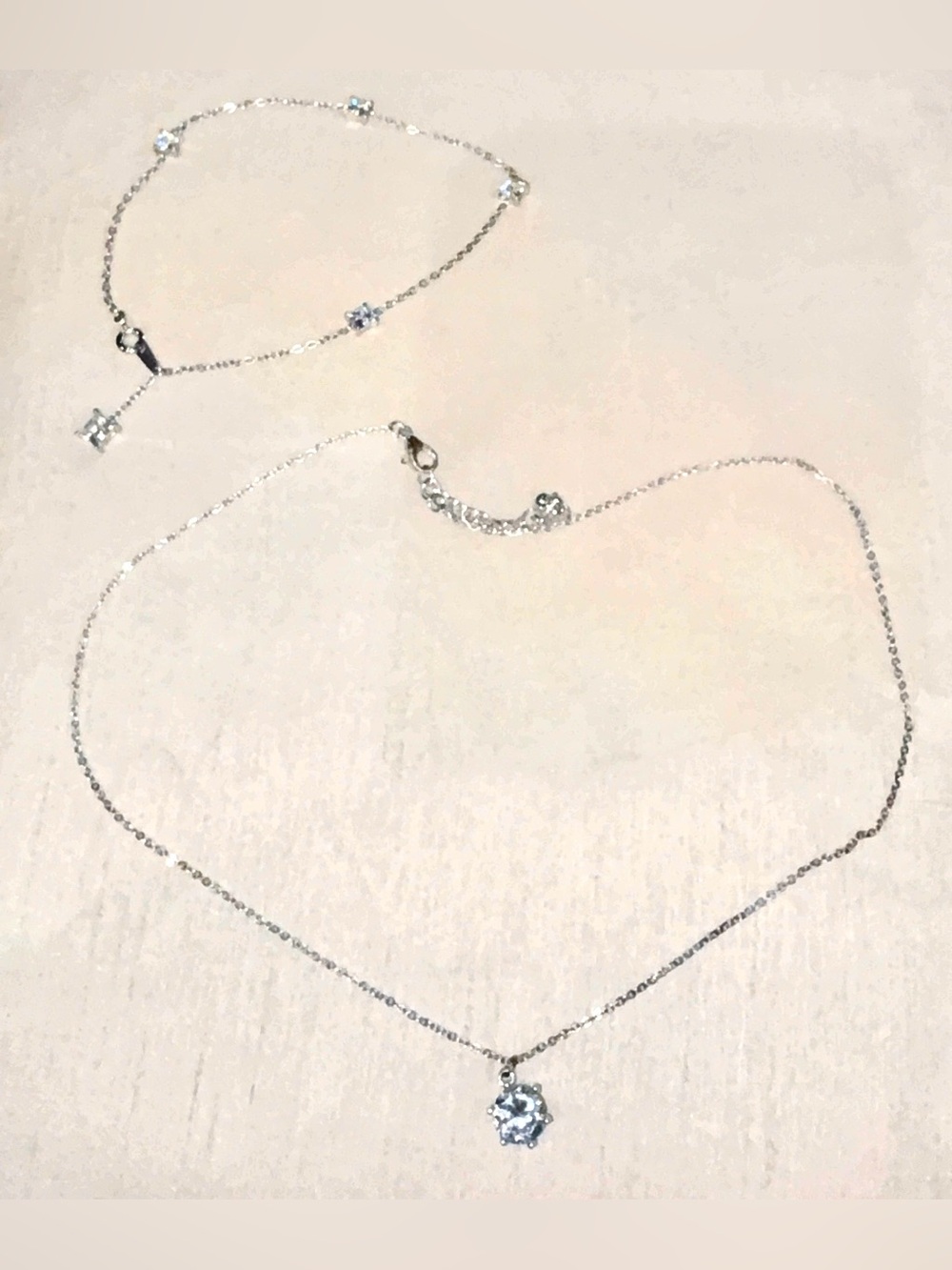 Large Solitaire CZ Necklace and 5-Station Bracelet